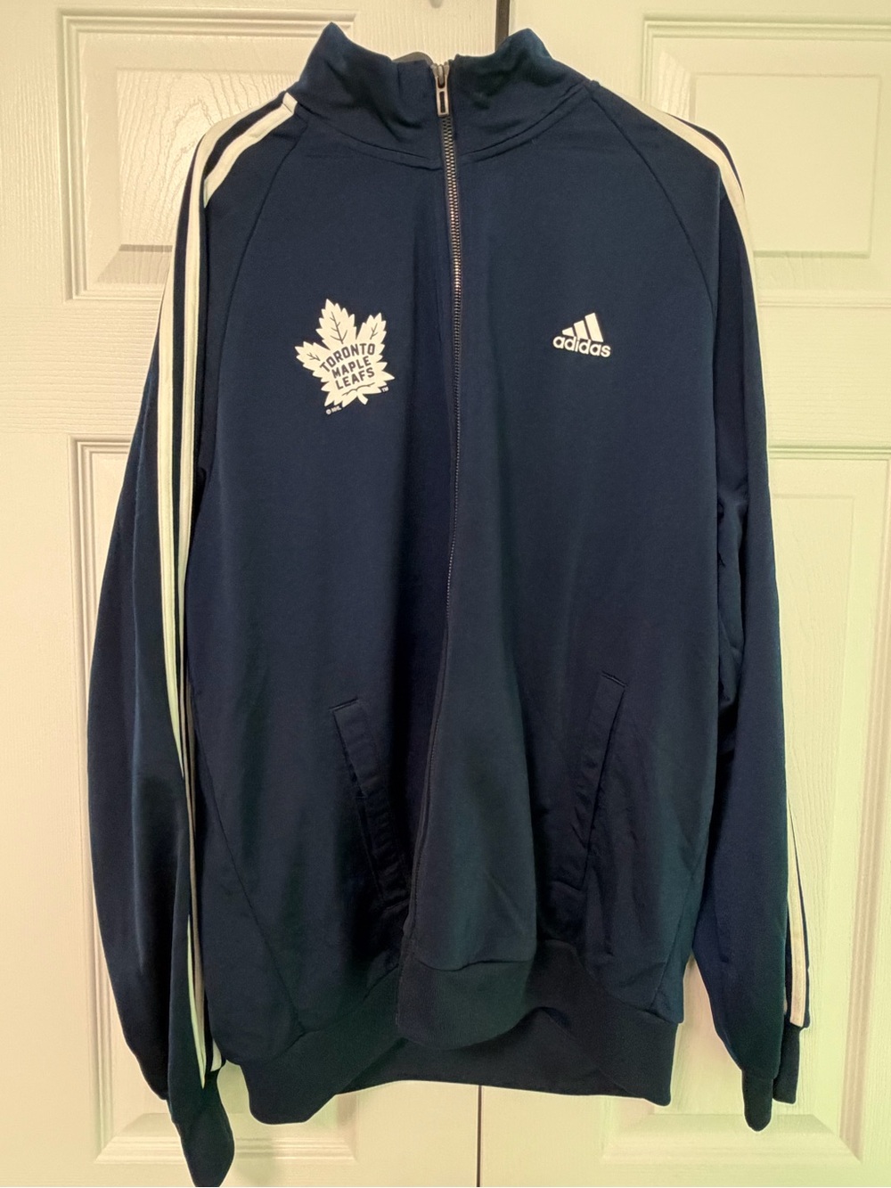 adidas Toronto Maple Leafs NHL Hockey Navy Blue Zip-Up Track Jacket